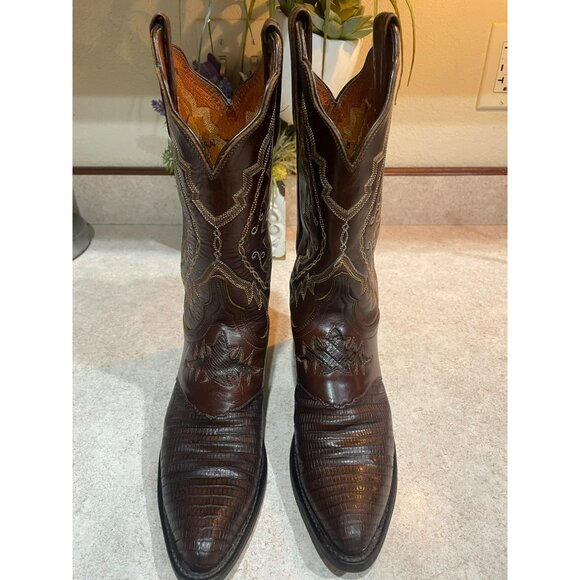 Lucchese 1883 Lizard Cowboy Boots With Embroidered Western Design Size 7 - Picture 13 of 14